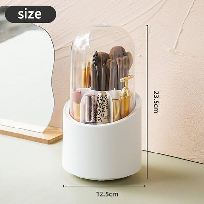 360° Rotating Makeup Brush Storage Box | Desktop Cosmetic Organizer