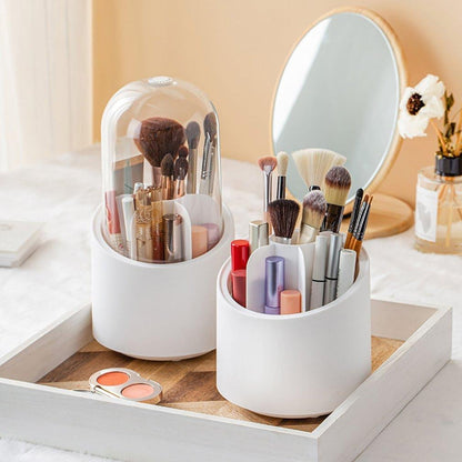 360° Rotating Makeup Brush Storage Box | Desktop Cosmetic Organizer