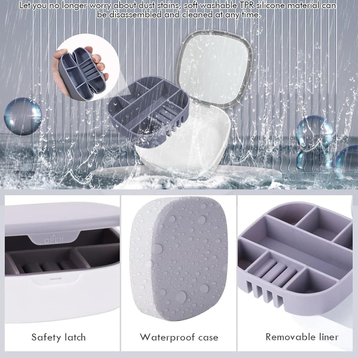 Portable Mini Jewelry Storage Box with Built-In Mirror (Random Colour)