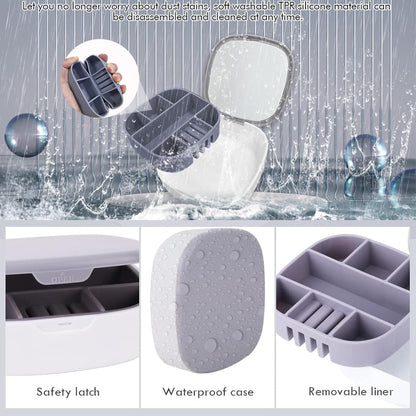 Portable Mini Jewelry Storage Box with Built-In Mirror (Random Colour)