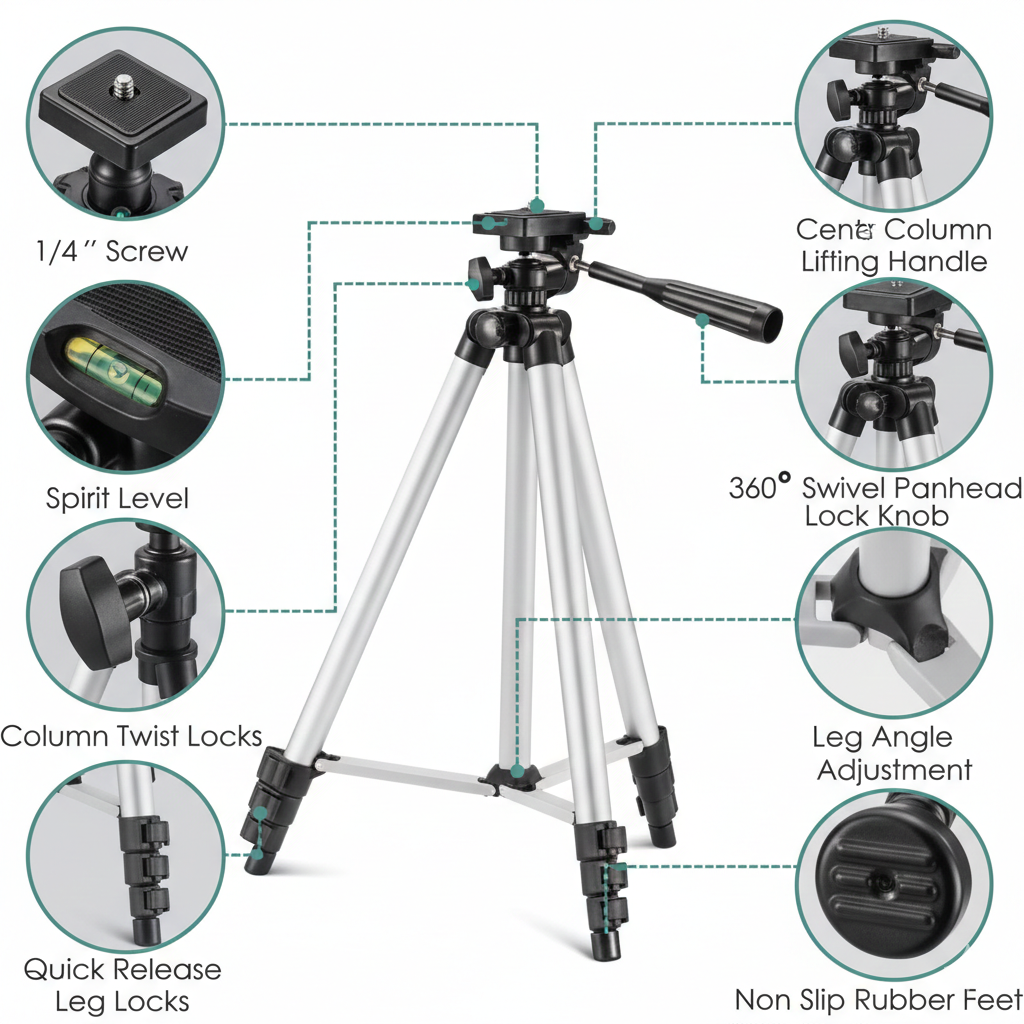 Tripod Camera and Mobile Stand | Adjustable Aluminium Camera Stand