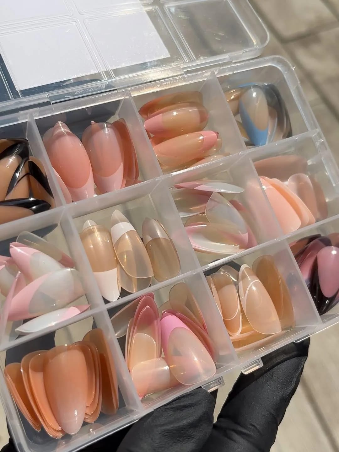 144 Pcs Multicolor False Nails Box | French Tip Nails | With Nail Glue