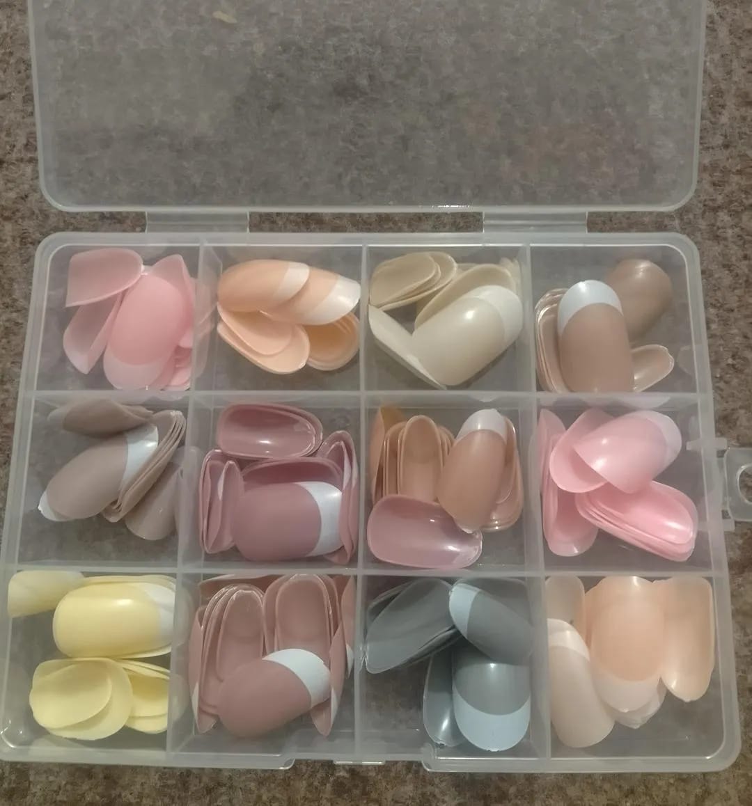 144 Pcs Multicolor False Nails Box | French Tip Nails | With Nail Glue