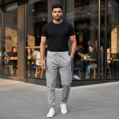 GYM KING Men’s Trousers | Premium Fabric | Stylish Grey Melange Sweatpants for Gym
