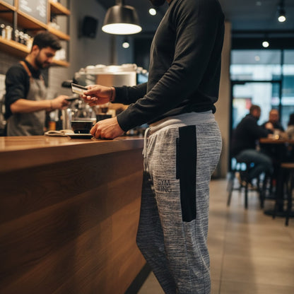 GYM KING Men’s Trousers | Premium Fabric | Stylish Grey Melange Sweatpants for Gym