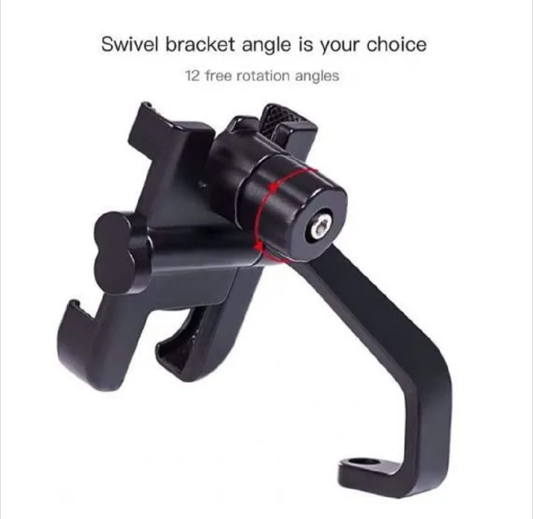 C2 Universal Aluminum Motorcycle Phone Holder – 360° Adjustable Handlebar Mount Stand
