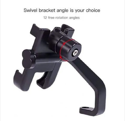 C2 Universal Aluminum Motorcycle Phone Holder – 360° Adjustable Handlebar Mount Stand