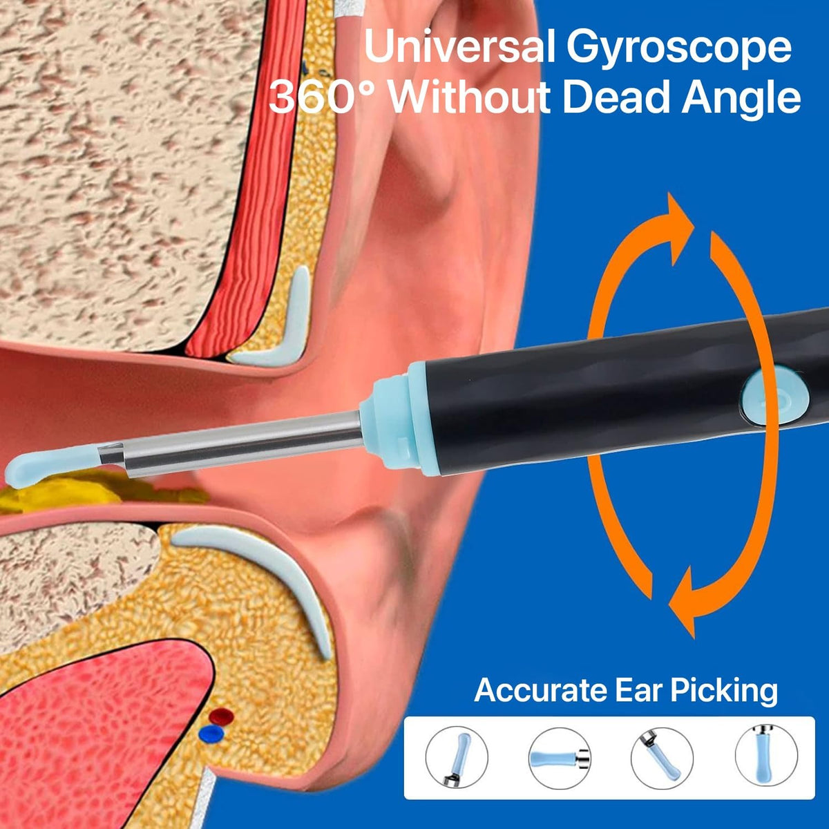 Rechargeable Smart Wireless Ear Camera Kit | Visual Ear Wax Removal Tool | Random Colour