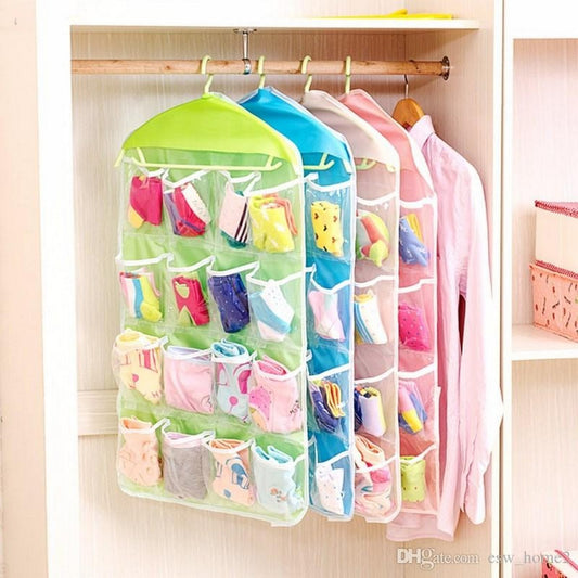 16-Pocket Hanging Storage Bag | Door & Wall Mounted Closet Organizer | Random Colour