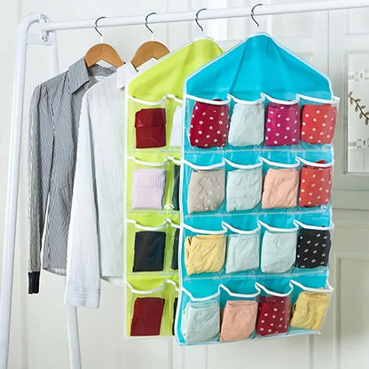 16-Pocket Hanging Storage Bag | Door & Wall Mounted Closet Organizer | Random Colour
