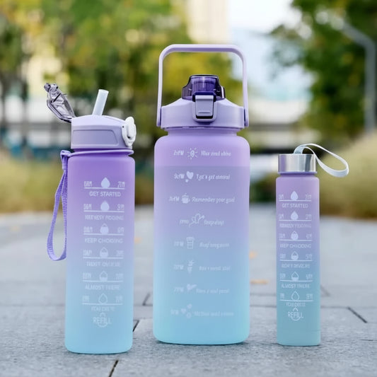 3 Piece Water Bottle Set | BPA Free Plastic | Random Color