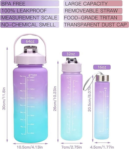 3 Piece Water Bottle Set | BPA Free Plastic | Random Color