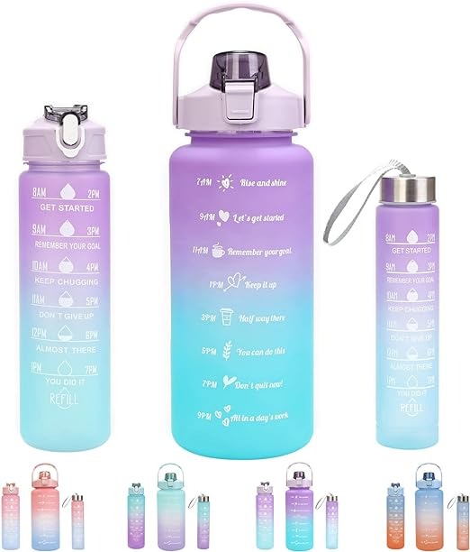 3 Piece Water Bottle Set | BPA Free Plastic | Random Color