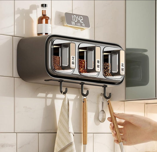 Wall Mounted Seasoning Box Containers | Kitchen Organizer