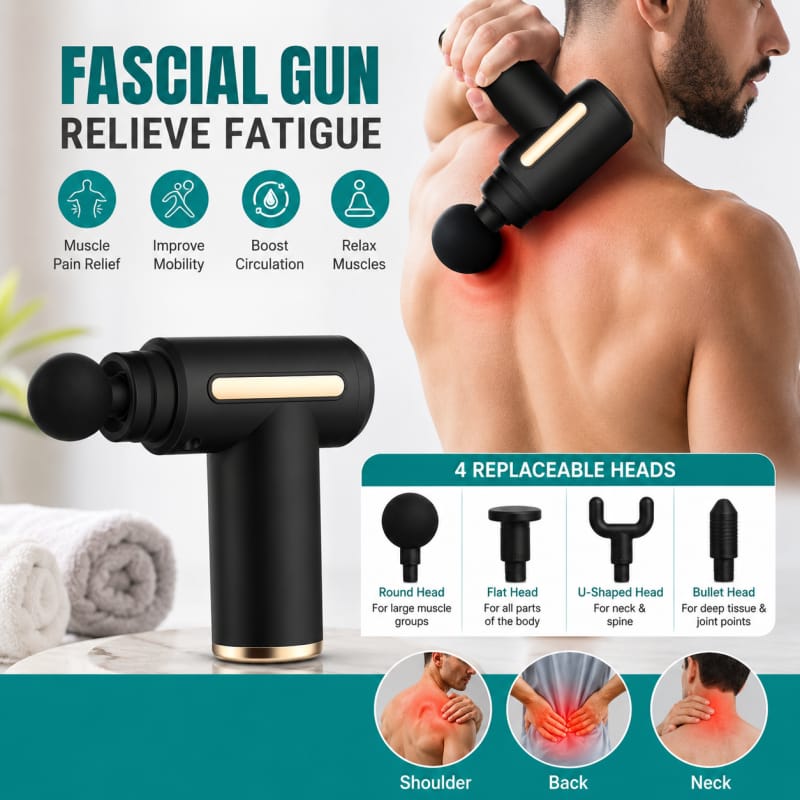 Massage Gun | 4 In 1 Multifunctional Full Body Massage Equipment Set | (Random Color)