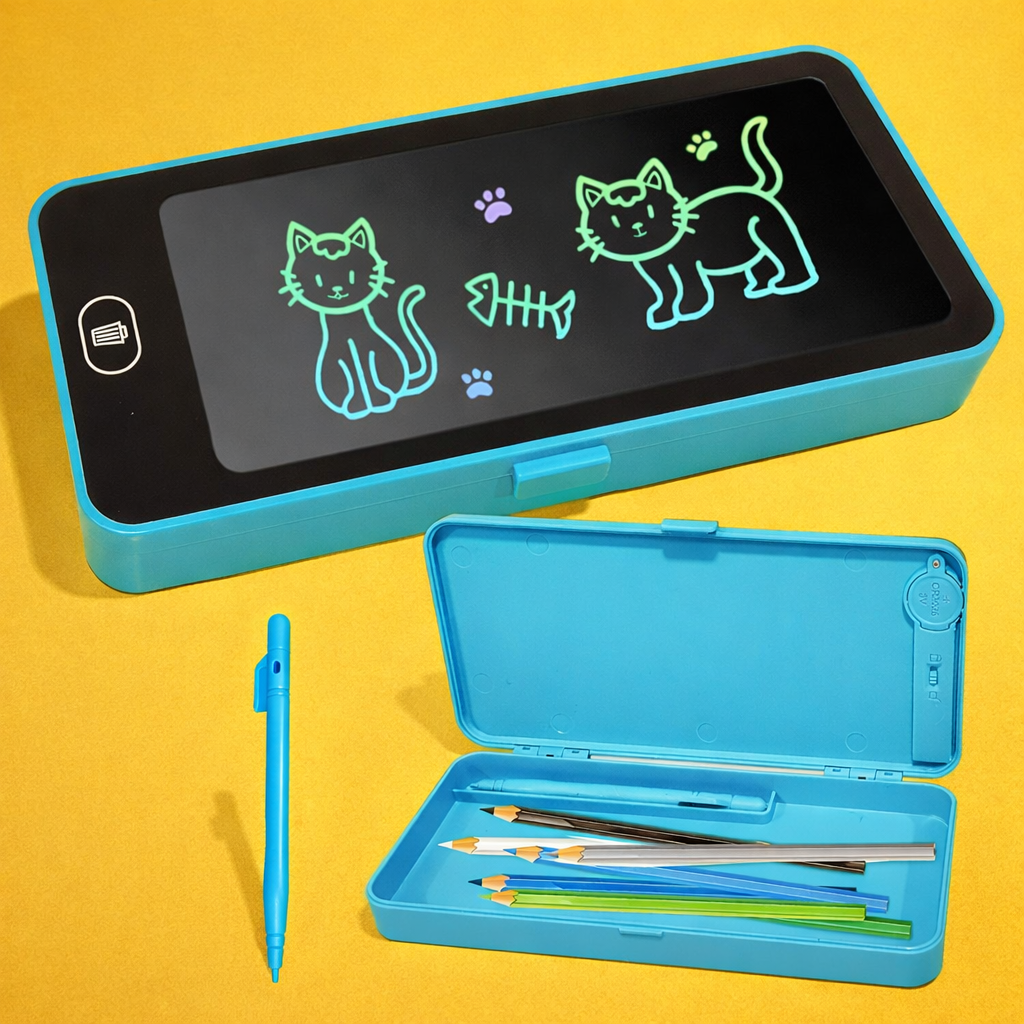 Pencil Box with LCD Writing Tablet |Stationery Box | Random Color