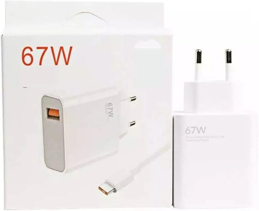 Xiaomi 67W Mini Fast Charging Adapter with Type-A Charging Cable | Compact 67W Wall Charger