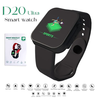D20 Ultra Fitness Smart Watch – Bluetooth Heart Rate & Blood Pressure Monitor (Black)