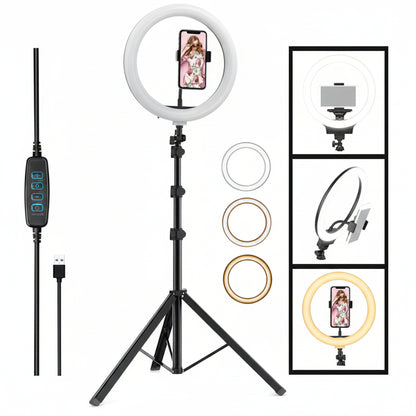10-Inch LED Ring Light with 7 Feet Adjustable Tripod Stand & Mobile Holder | 3 Light Modes