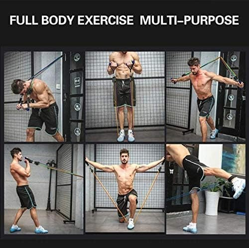 Premium Resistance Band Set  - 11 Piece Elastic Fitness Exercise Tubes With Carrying Pouch