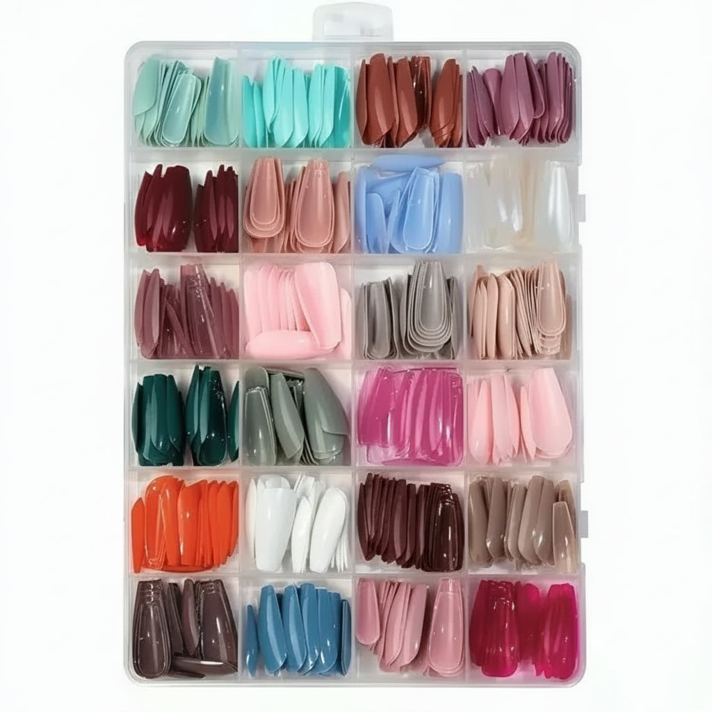 576 Pcs Multicolor Stick-On Artificial Nails | Free Glue Included