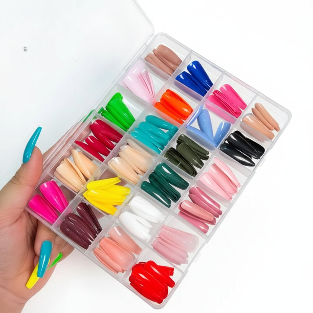 576 Pcs Multicolor Stick-On Artificial Nails | Free Glue Included