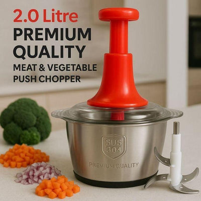 2L Manual Food Chopper | Stainless Steel Chopper | No Electricity Required