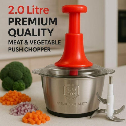 2L Manual Food Chopper | Stainless Steel Chopper | No Electricity Required