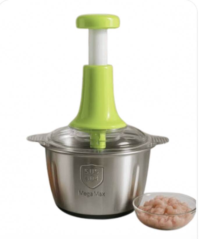 2L Manual Food Chopper | Stainless Steel Chopper | No Electricity Required