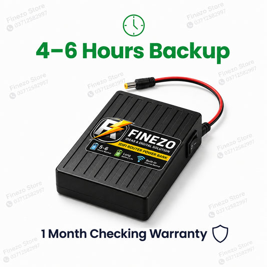Finezo WiFi Router Power Bank 12000mAh – Mini UPS with 5-6 Hours Backup