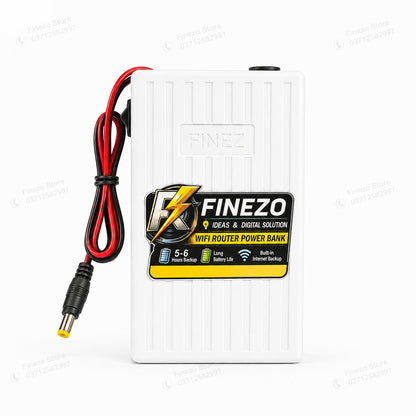 Finezo WiFi Router Power Bank 12000mAh – Mini UPS with 5-6 Hours Backup