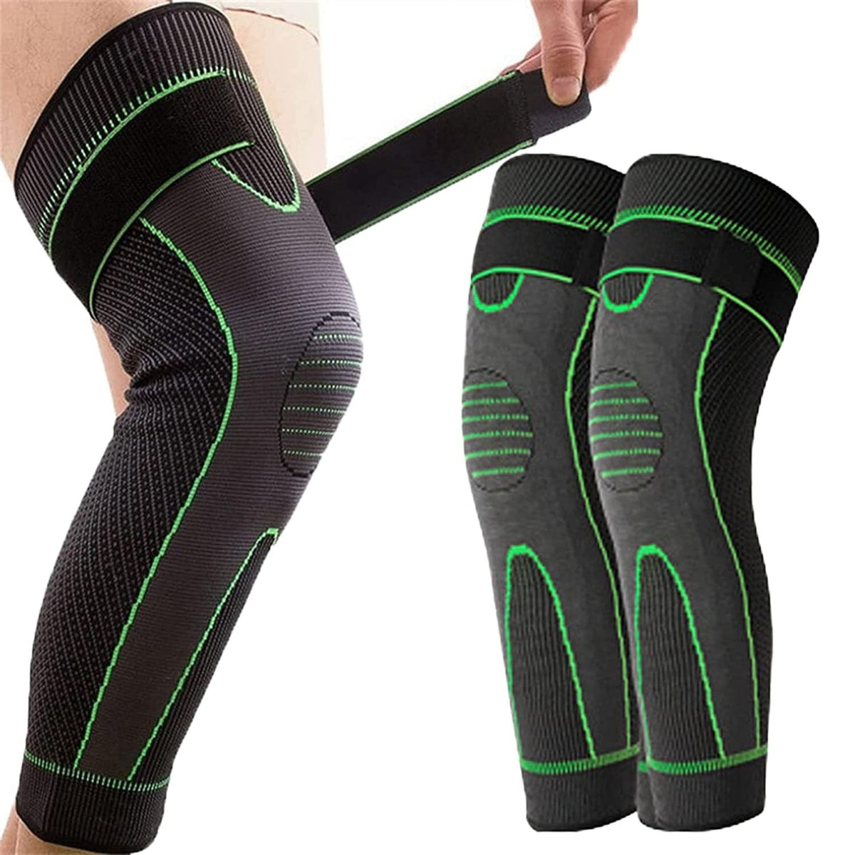 Adjustable Compression Knee Support Sleeves with Elastic Strap (1 Pair)