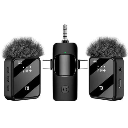 F11 Dual Wireless Lavalier Microphone System with 3-in-1 Universal Receiver