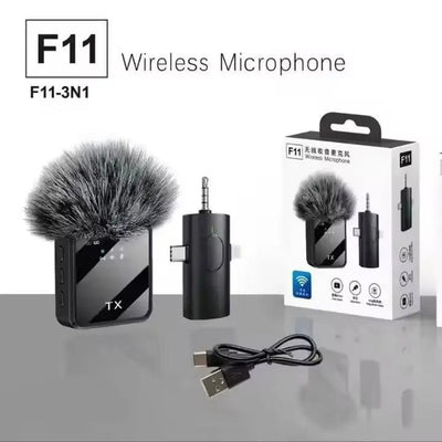 F11 Dual Wireless Lavalier Microphone System with 3-in-1 Universal Receiver