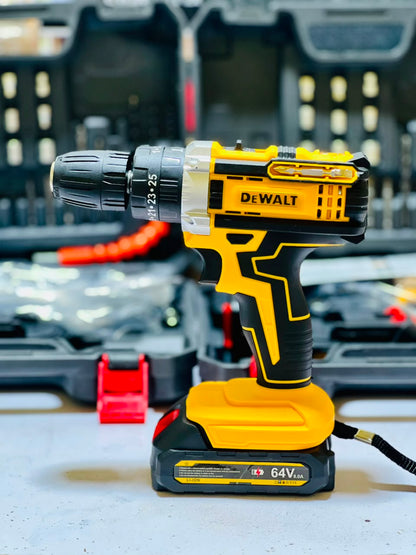 DeWalt 64V Cordless Drill Machine With 2 Lithium-Ion Batteries Charger | 20-Piece Drill Kit