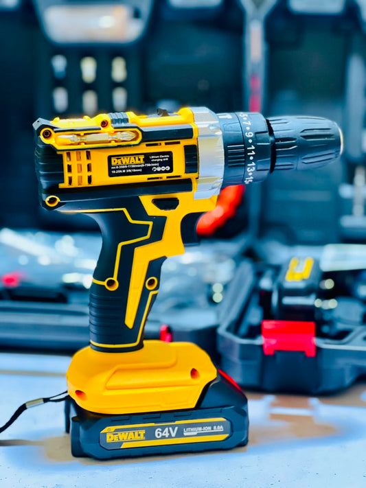 DeWalt 64V Cordless Drill Machine With 2 Lithium-Ion Batteries Charger | 20-Piece Drill Kit