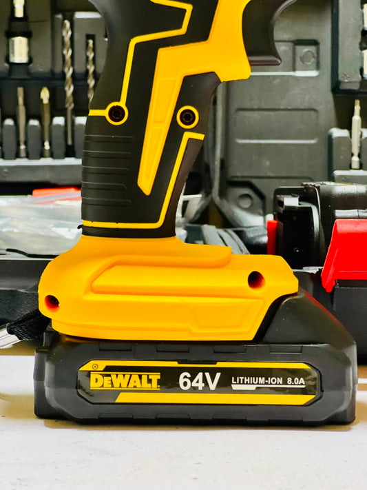 DeWalt 64V Cordless Drill Machine With 2 Lithium-Ion Batteries Charger | 20-Piece Drill Kit