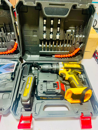 DeWalt 64V Cordless Drill Machine With 2 Lithium-Ion Batteries Charger | 20-Piece Drill Kit