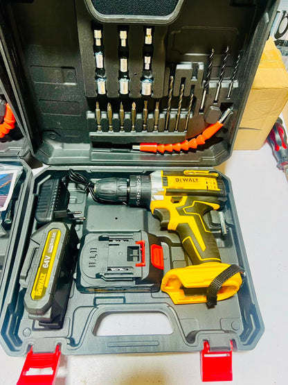 DeWalt 64V Cordless Drill Machine With 2 Lithium-Ion Batteries Charger | 20-Piece Drill Kit