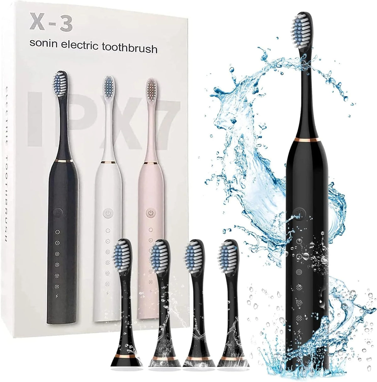 X-3 Sonic Electric Toothbrush with Replacement Heads