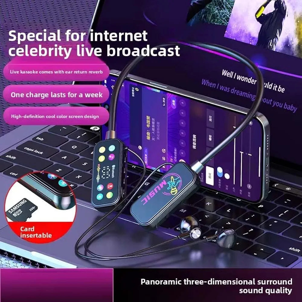 Mf Model YG17 Wireless Neckband Earphones With LED Display - Audio Device