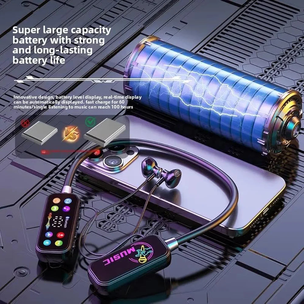 Mf Model YG17 Wireless Neckband Earphones With LED Display - Audio Device