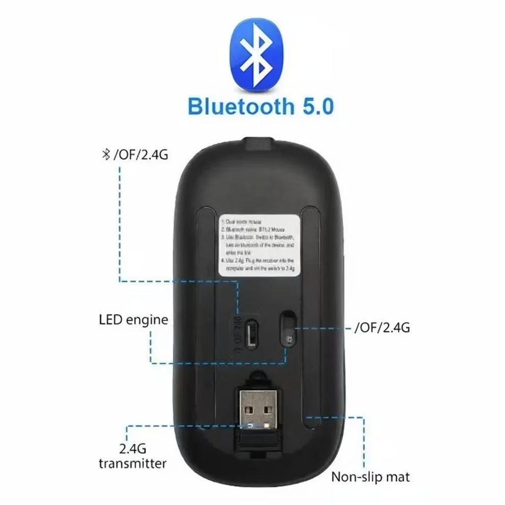 Original HP W10 RGB Rechargeable Dual Mouse | Mode Wireless Mouse