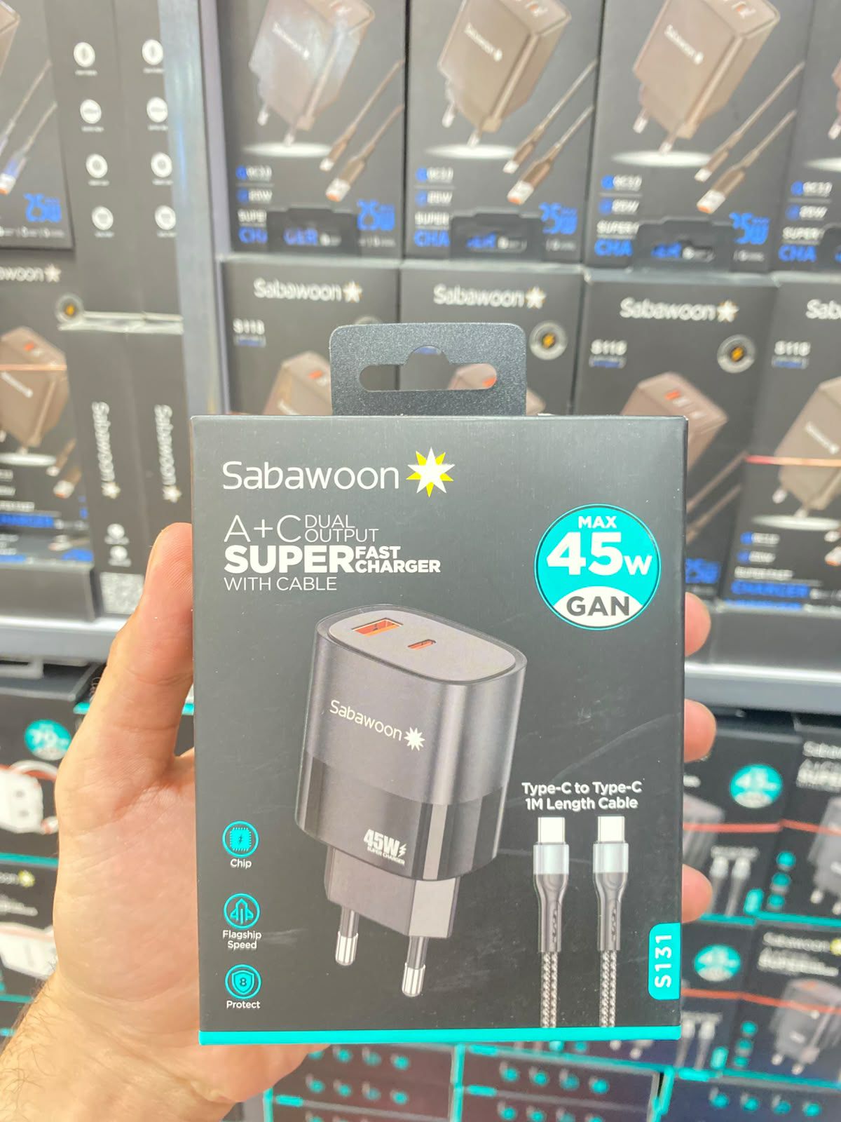 Sabawoon S131 45W GaN Super Fast Charger | Wiith Cable