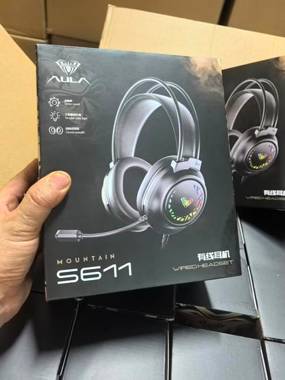 AULA S611 Wired Gaming Headset | Tri-Color Static LED Lighting