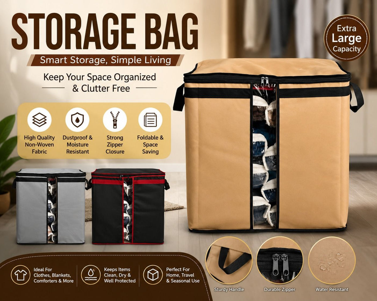 Heavy-Duty 110GSM Storage Bag – Foldable Closet Organizer for Clothes & Blankets