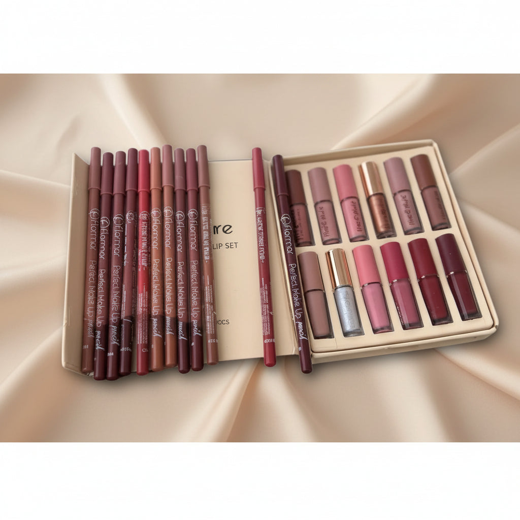 2 In 1 Lip Bundle Flormar Pencils &  Lipgloss | Lip Makeup (12 Lip Pencil & 12 Lip Gloss)