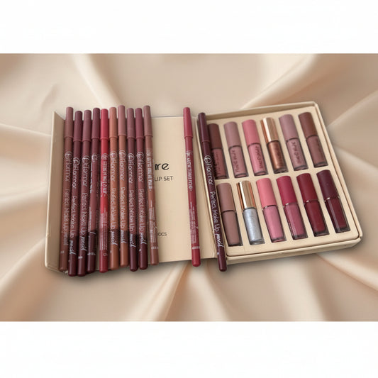 2 In 1 Lip Bundle Flormar Pencils &  Lipgloss | Lip Makeup (12 Lip Pencil & 12 Lip Gloss)