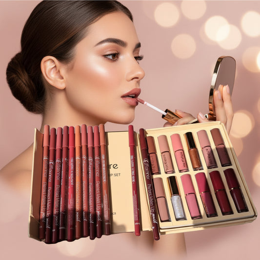 2 In 1 Lip Bundle Flormar Pencils &  Lipgloss | Lip Makeup (12 Lip Pencil & 12 Lip Gloss)