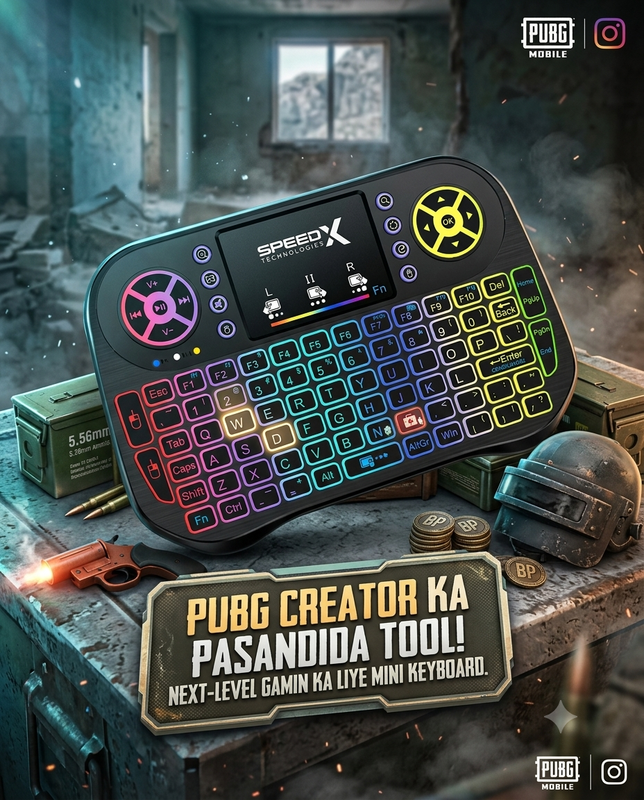 Mini Wireless Mobile PUBG Keyboard + Bluetooth Touchpad | 7 Color Backlit Light